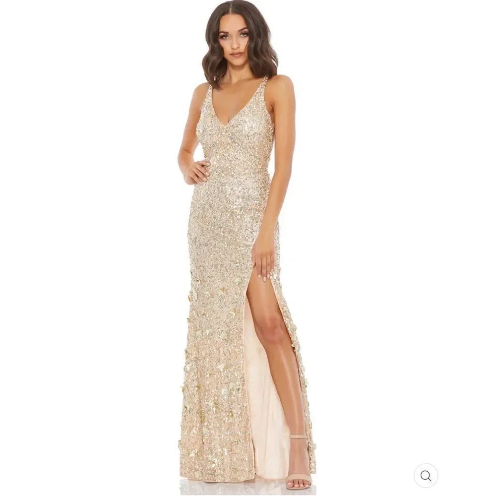 Mac Duggal 93800 Womens SEQUINED STRAPPY SLEEVELESS GOWN Dress